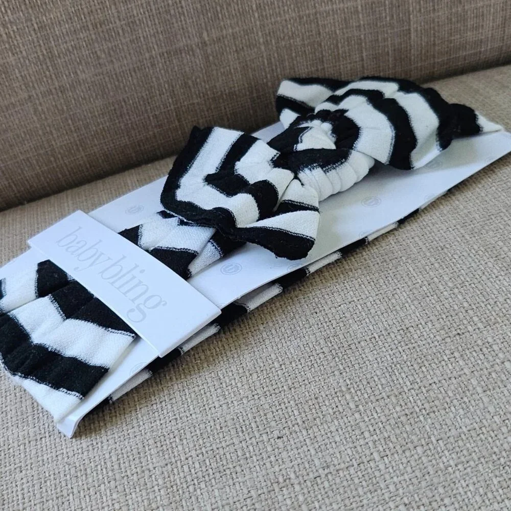 Baby Bling Headband baby White/Black Striped Baby Head Band Brand: Baby Bling